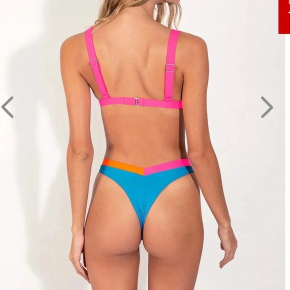 NWT OneOne Swimwear SET Bikini Palmeto Blue Neon Kameron Jesse Orange Pink New - Picture 9 of 16